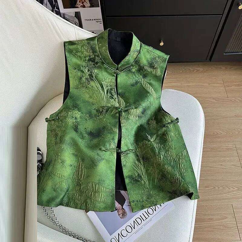 Spring Autumn Vintage Women Vest Clothes Chinese Style Coat Woman Waistcoat Fashion Embroidery Outfits Cardigan Ladies Jacket