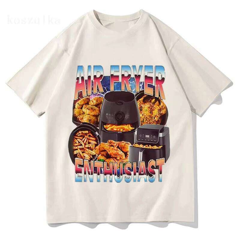 Air Fryer Enthusiast Funny Cooking Meme T-Shirt Men Women Fashion Vintage Short Sleeve T-shirts Cotton Casual T Shirt Streetwear C260207