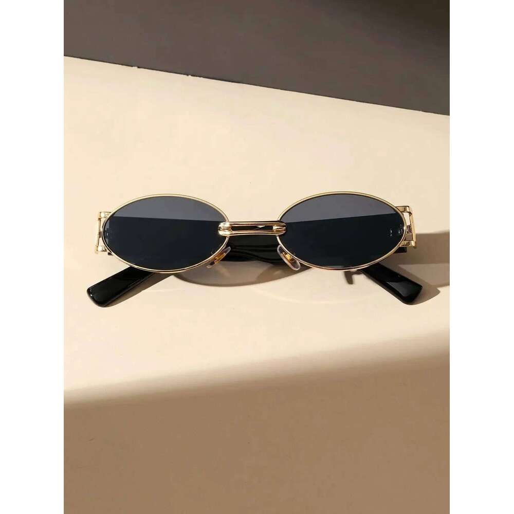 Vintage Small Oval Punk Sunglasses Women Men Steampunk Fashion Metal Frame Sun Glasses Trendy Shades For Beach Y2K Eyeglasses Y260207