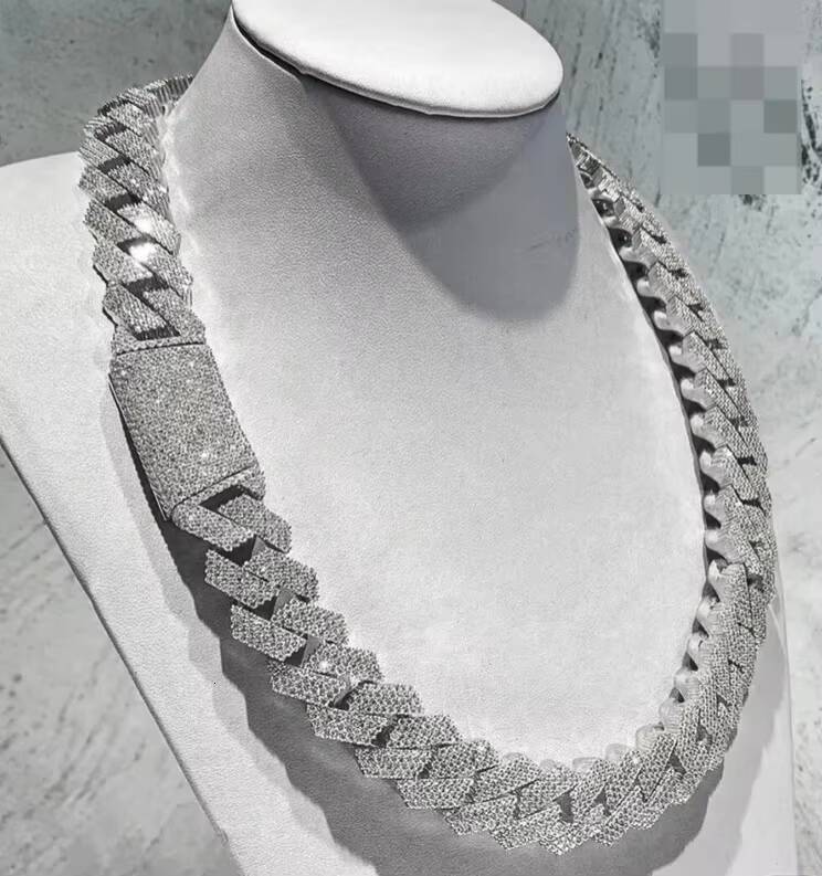 2026 new style 925 silver Iced Out 20mm Hip Hop vvs Moissanite Chain Cuban Hip Hop Customized Chain