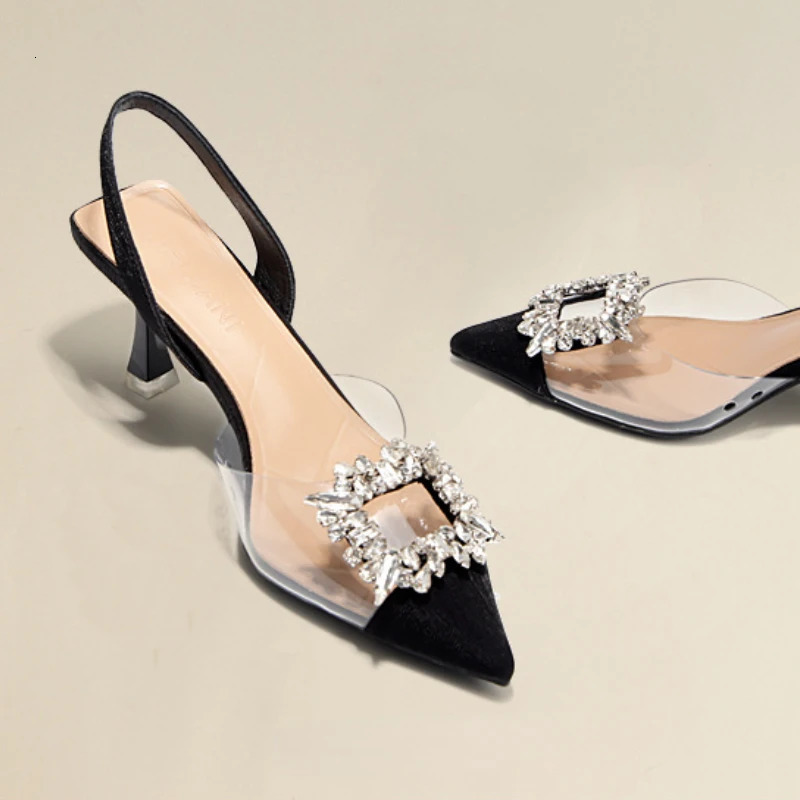 Summer Women High Heels Shoes Crystal Women Sandals er Pointed Toe Pumps Transparent Sexy Women sandalias de mujer 260202