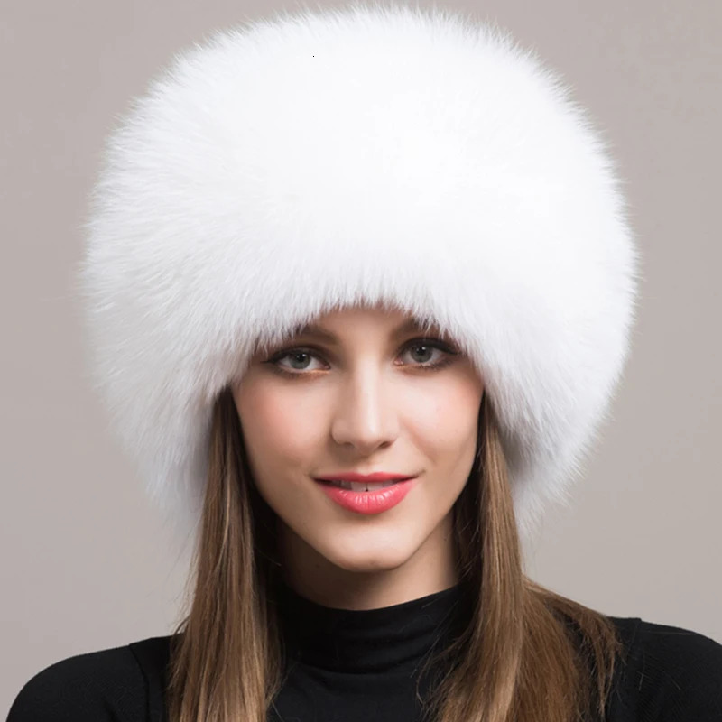100 natural Fox Fur Hat Women Cap Thick Fur Cap Winter Warm Hat Female Fashion For Women Hat With Earmuffs Hat 260202
