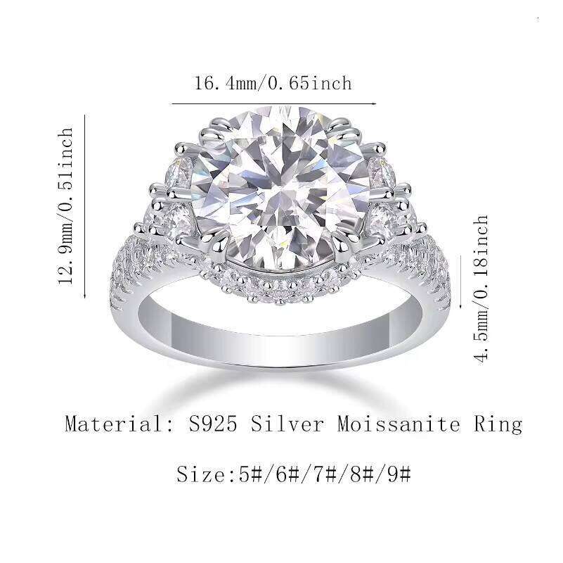 5Ct Round D Color Full Wedding Bands 5Ct 925 Silver Moissanite Women Ring With Certificate