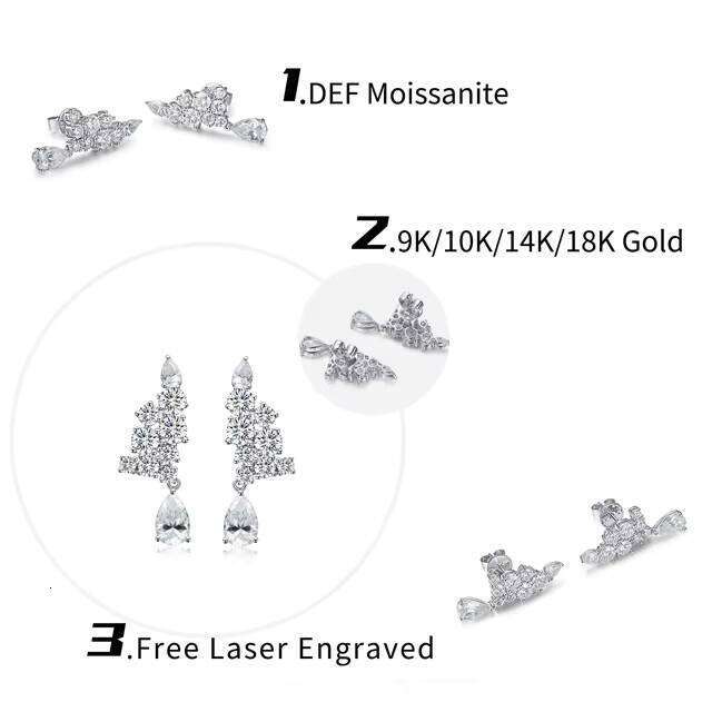 Luxury Style Women's Drop Pear Round Cut White Moissanite Inlaid Earrings