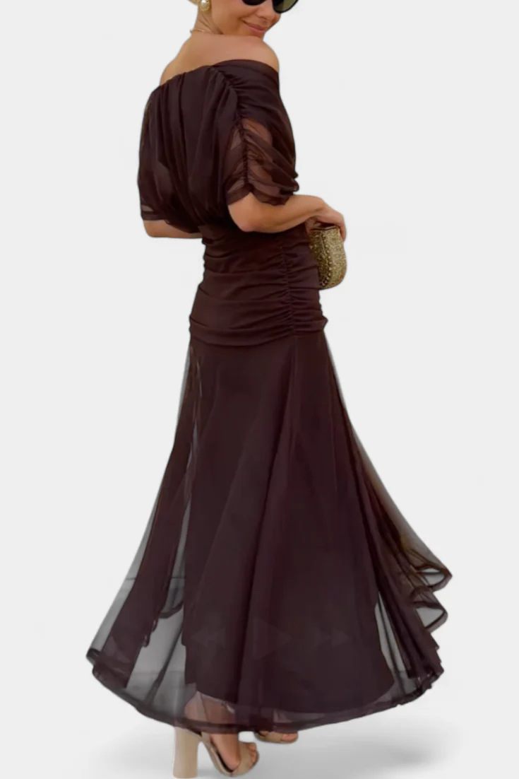 2026 Floral Print High Waist Pleat Party Dress Elegant Women Bat Sleeve Swing Casual Dress Female Chest Low Cocktail A-Line Dress R260208