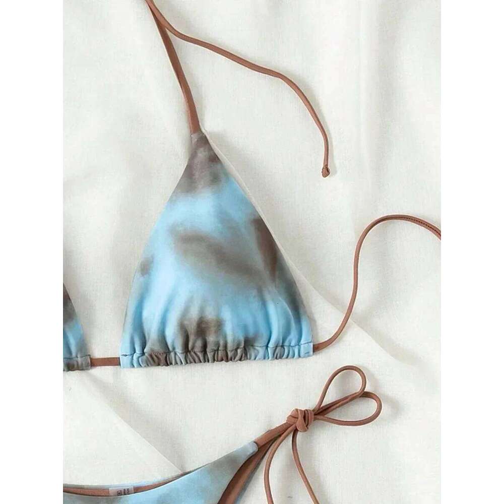 Tie Dye Bikins 2025 Mini Micro String Women Swimwear Female Swimsuit Two Pieces Bikini Set Halter Bathing Suit Swim Lady C260207