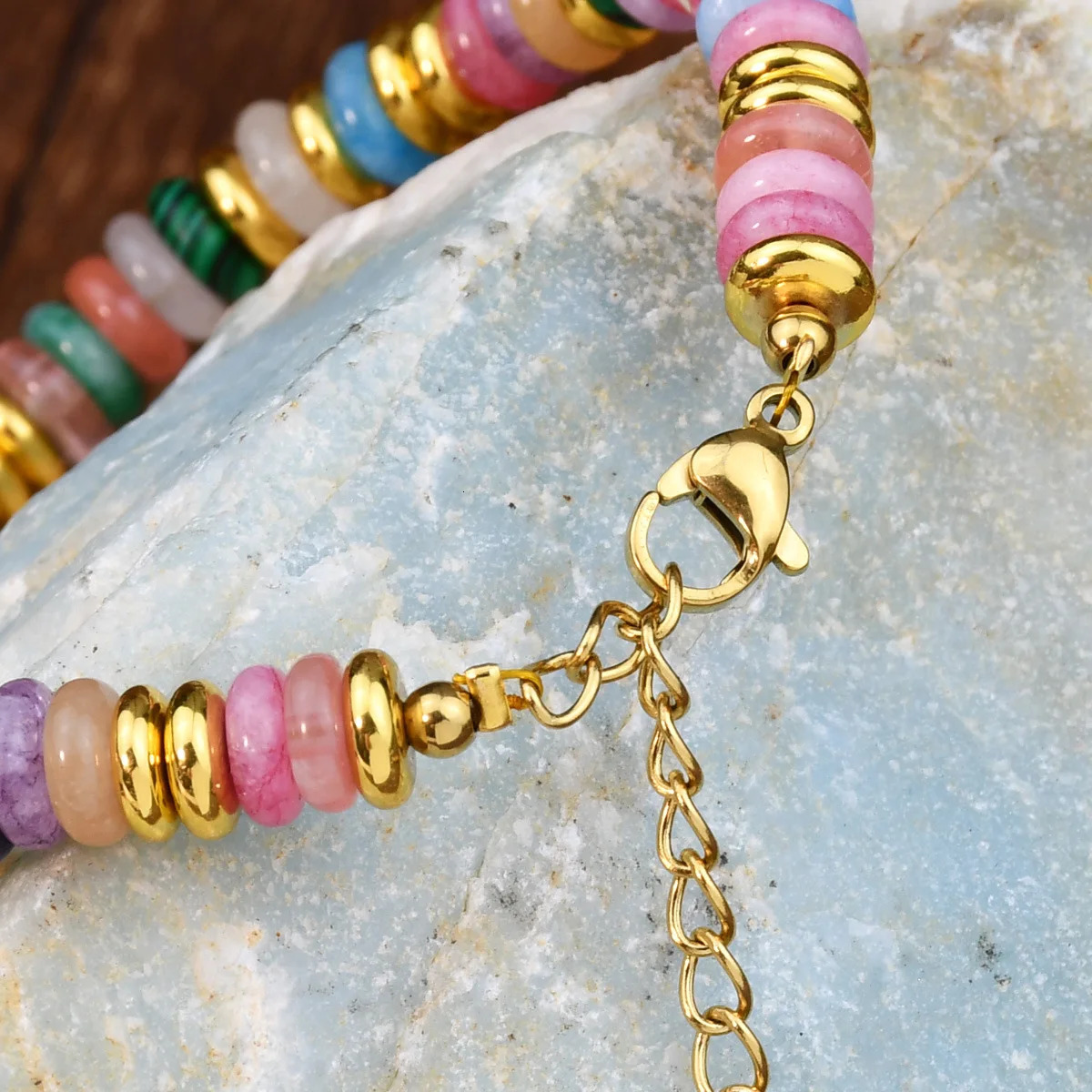 Fashion Colorful Natural Stone Mix-Gemstones Beaded Chain Handmade Bracelet for Women Bohemian Trendy Waterproof Jewelry Gift 260202