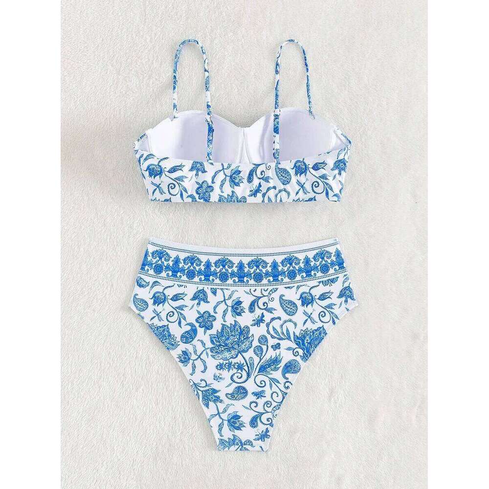 2025 High Waist Bikinis Women Print Push Up Swimsuit Floral Swimwear Female Bathers Bathing Swimming Suit Summer Beachwear C260207