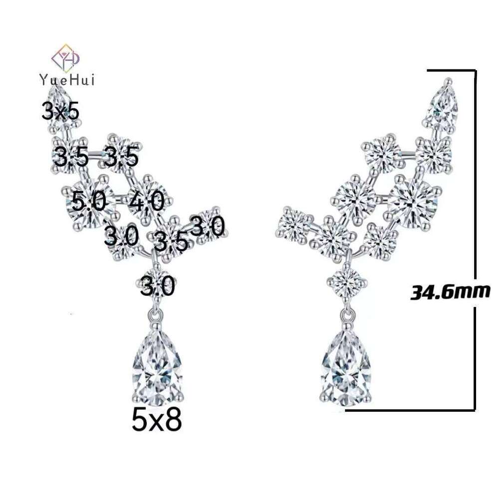 Jewellery Elegant Large Gra Certified 6.1Ct 5*8Mm Pear Cut 925 Sterling Silver Women All Moissanite Drop Earrings
