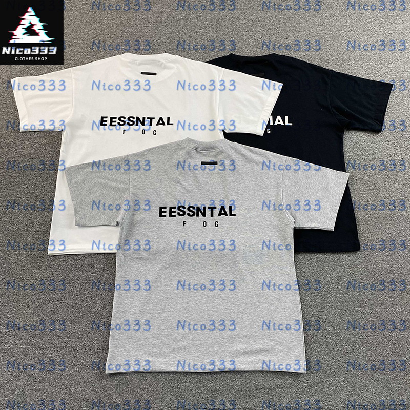 Men fog t shirt chest flocked monogram black gray white round neck cotton heavyweight versatile street women FOG T-shirt