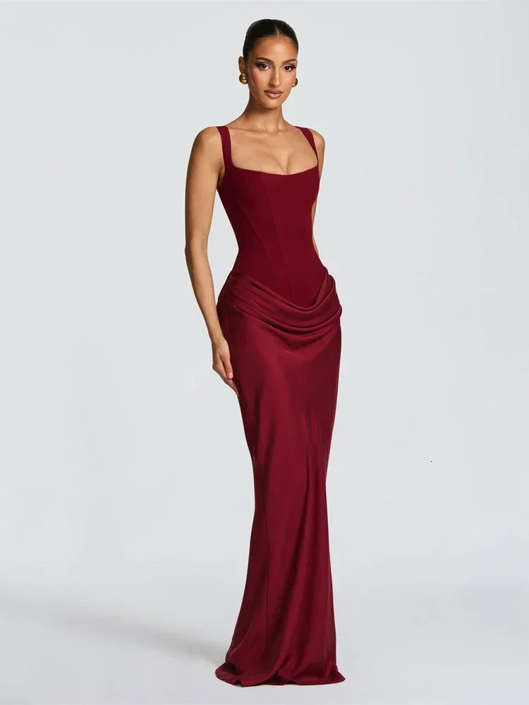 Sexy y Pleated Sling Long Dress Women Elegant Solid Sleeveless Slim Fit Maxi Dresses 2026 Shinny Daily Lady Vestidos 260127