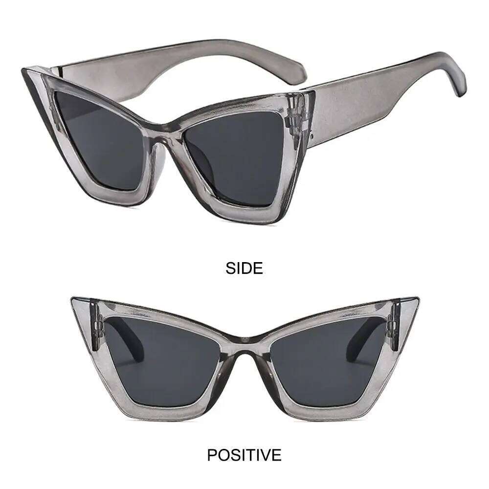 Trendy Oversized Cat Eye Sunglasses UV400 Beach Travel Punk Sun Glasses Black Shades for Women & Men Y260207