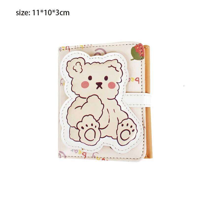 Cute Bear Wallets Women Small Hasp Girl Credit Card Holder For Pu Leather Coin Purse Female Wallet Short New 2024 Y260206