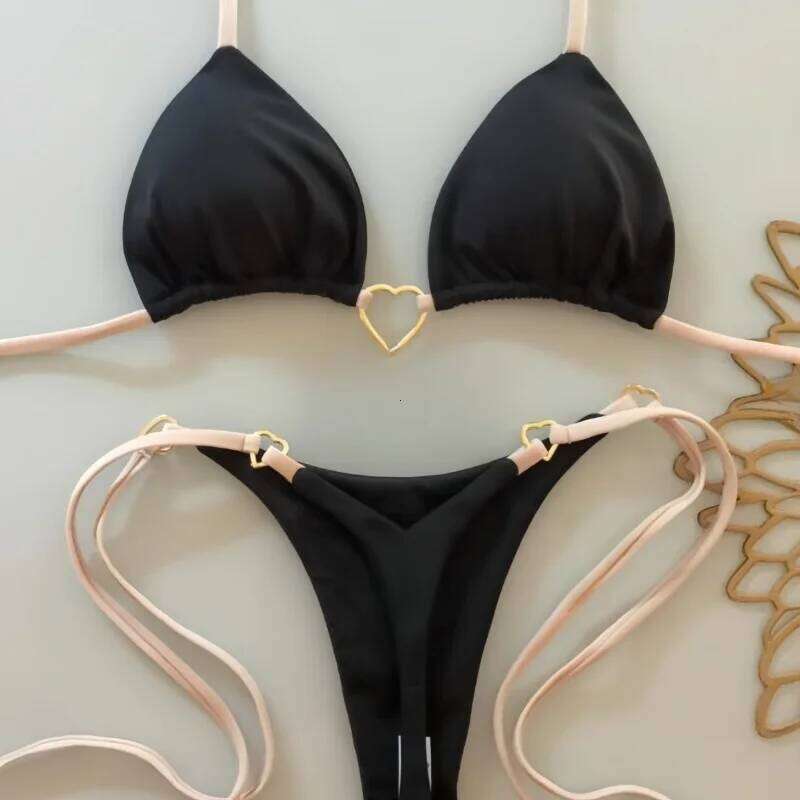 2025 Solid Color White Bikini Women Suit Low Waist Lace-up Swimsuit Two-piece Set swimwear women bathing suit C260207