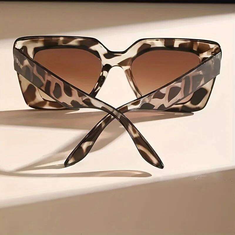 Leopard Retro Oversized Fashion Women Chic Large Frame Glasses Perfect For Vacation Beach & Travel Y260207