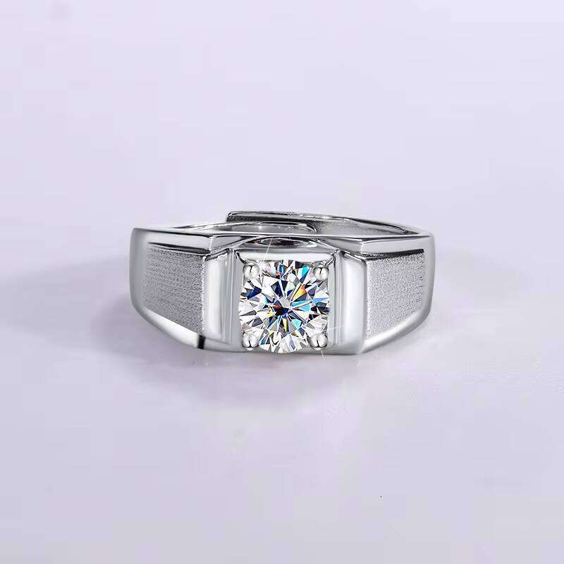 Simple Fashion 925 Silver Rhodium Plated Mens Engagement Diamond Rings Round Cut 1Ct VVS GRA Multi Colorful Moissanite Jewelry