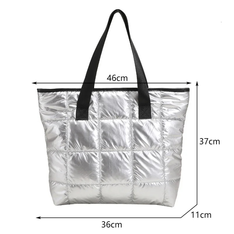 Fashion Large Tote Padded Handbags Autumn Quilted Women Shoulder Bags PU Down Cotton Thread Crossbody Bag Winter Bag260128
