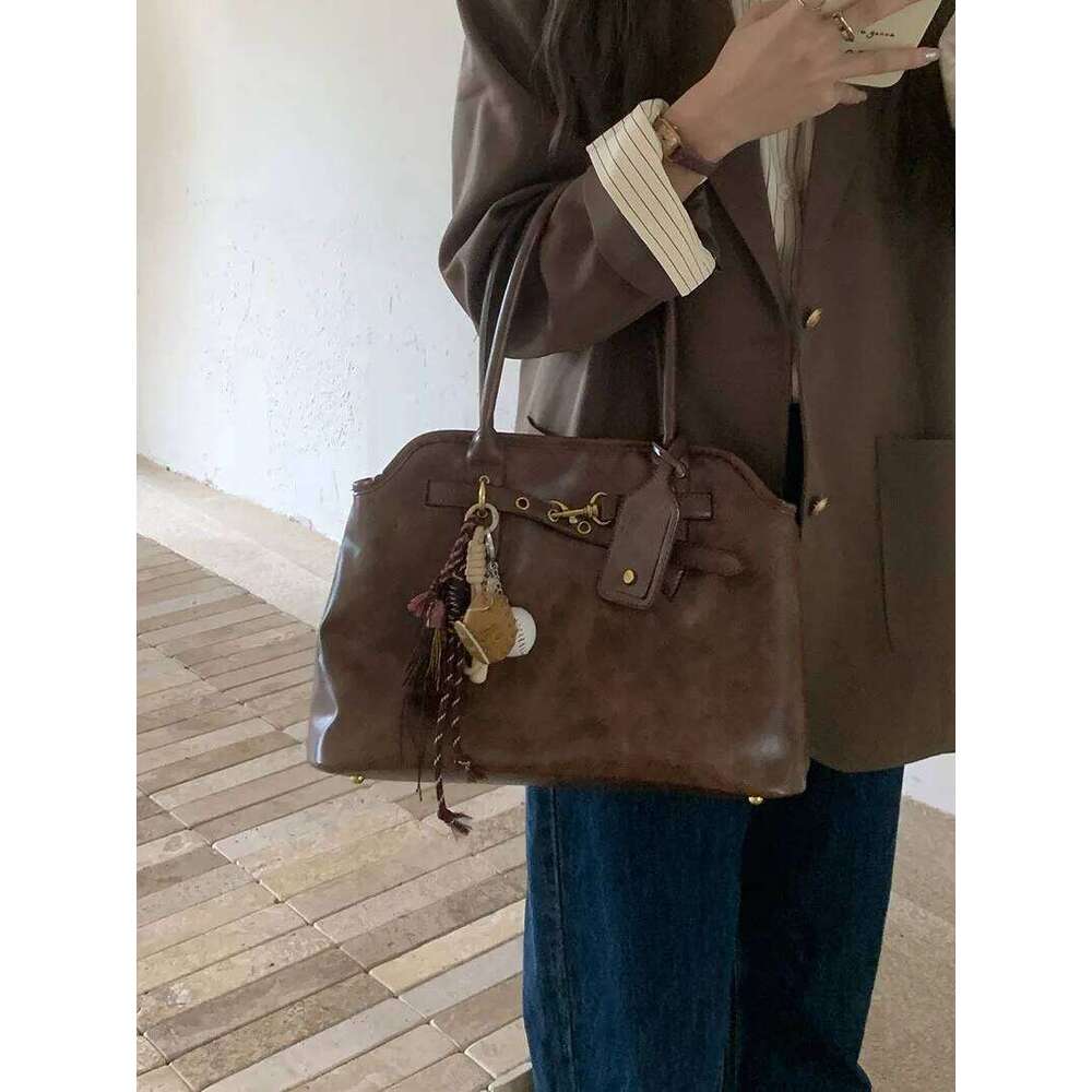 CGCBAG Vintage Designer Luxury Tote Casual Lage Capacity Women's Shoulder Bag Simple Commuting PU Leather Ladies Handbags C260207