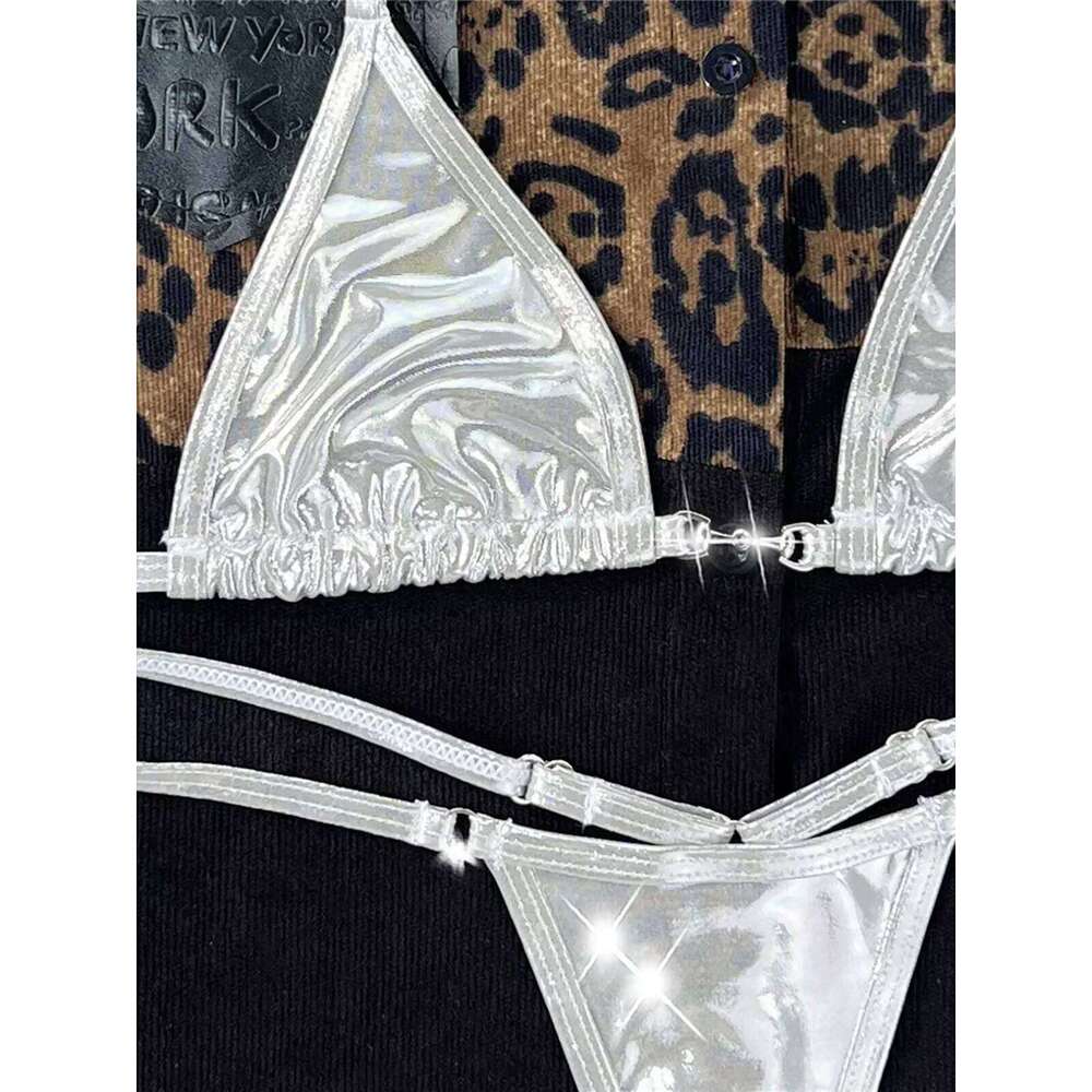2024 PU Faux Leather Mini Micro Thong Women Swimwear Female Swimsuit Two-pieces Bikini set Bather Bathing Suit Swim K5280 C260207
