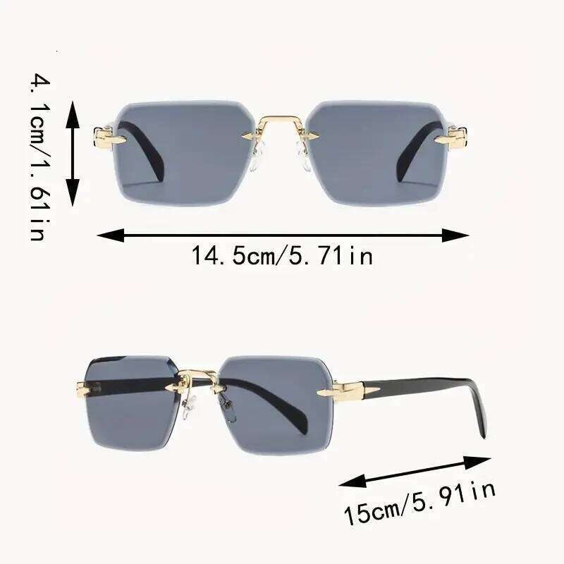 1pc Unisex Multicolor Casual Personality Retro Rimless Square Glasses For Daily Life Outdoor Vacation Beach Street-Photography Y260207