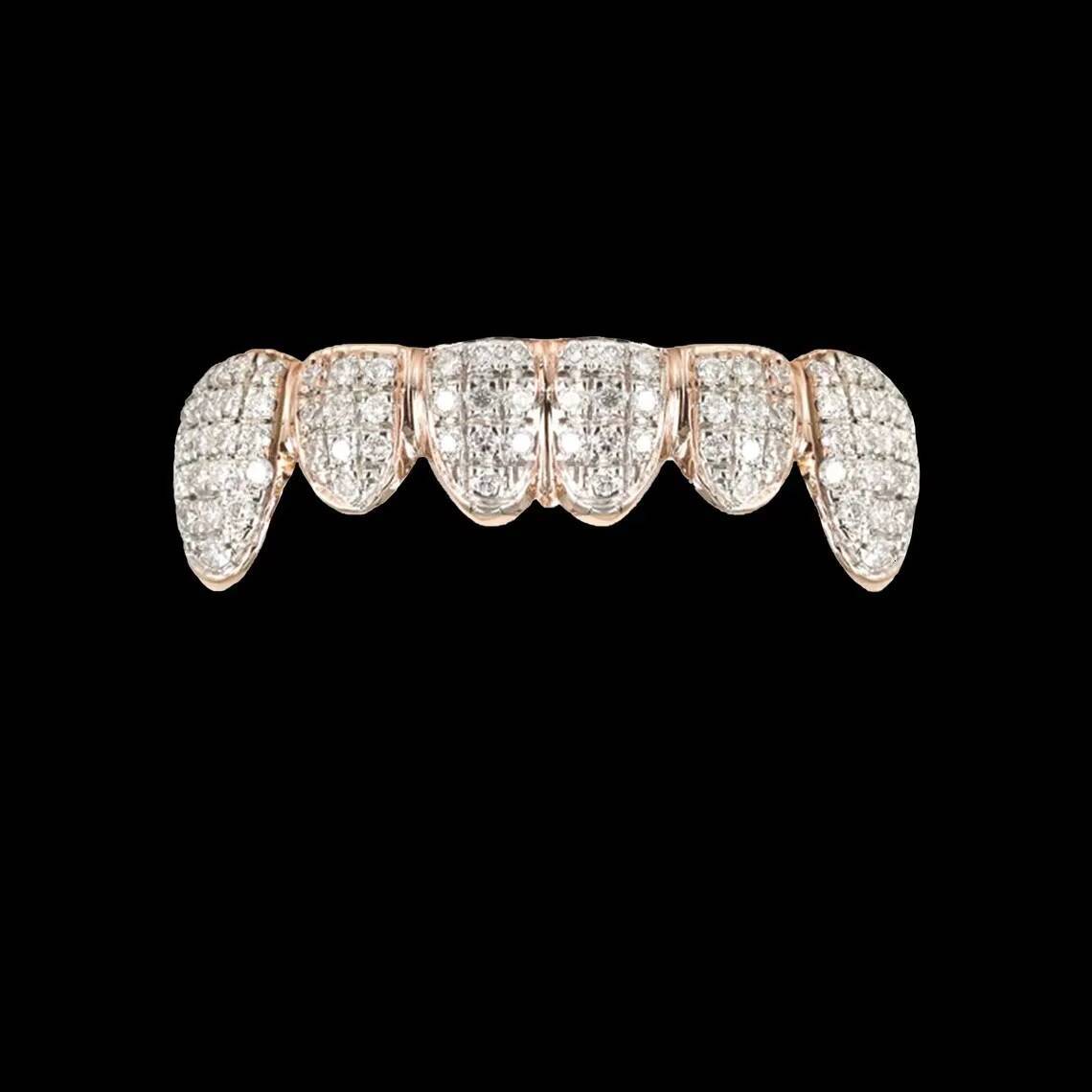 Custom 925 Sterling Silver Iced Out Grillz Diamond Teeth Top Bottom Set Hip Hop Bling Rapper Style Jewellery for Men Women
