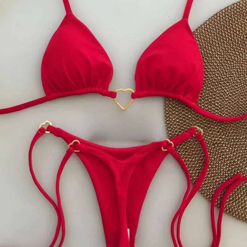 2025 Solid Color White Bikini Women Suit Low Waist Lace-up Swimsuit Two-piece Set swimwear women bathing suit C260207