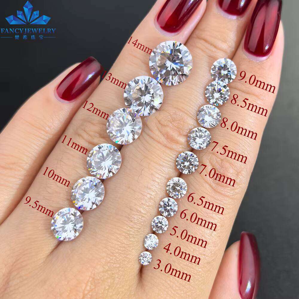 Wholesale Lab Grown Stone 6.5Mm White Moissanite Diamond Price Per Carat Engagement Ring Earring Jewelry