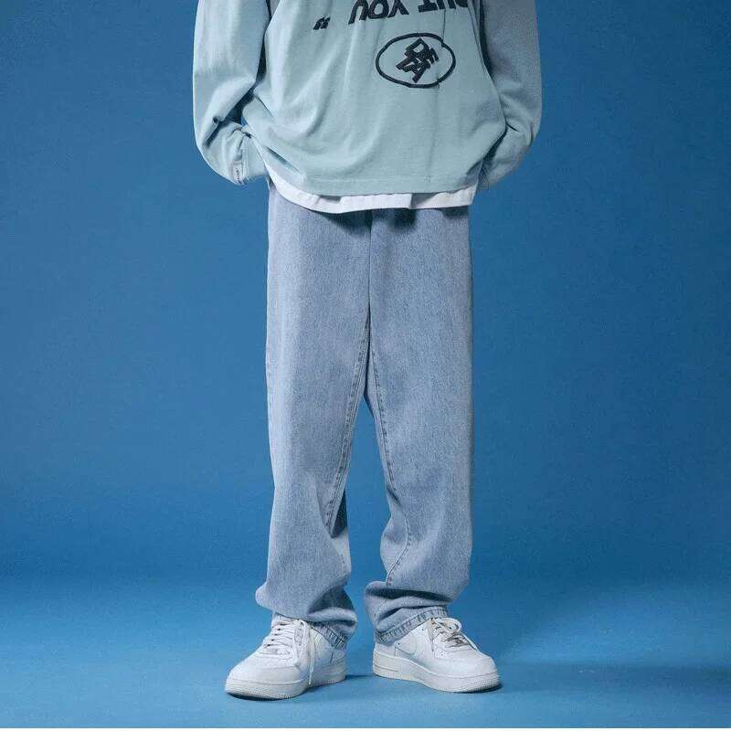 Men's Large Denim Pants Teenage Boys' Pants Loose Denim Pants Men's Fashion Trend Street Korean Style