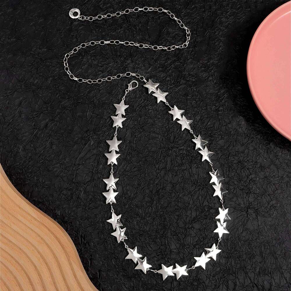 New star-shaped metal high-end style waist chain for trendy girl's matching with skirts pants and chains X260209