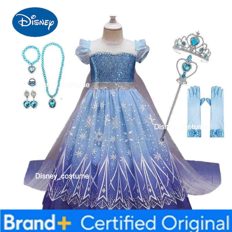 Disney Frozen 2 Elsa Princess Girls Dress Up Snow Queen Costume Halloween Kids Carnival Birthday Party Clothes H2602091