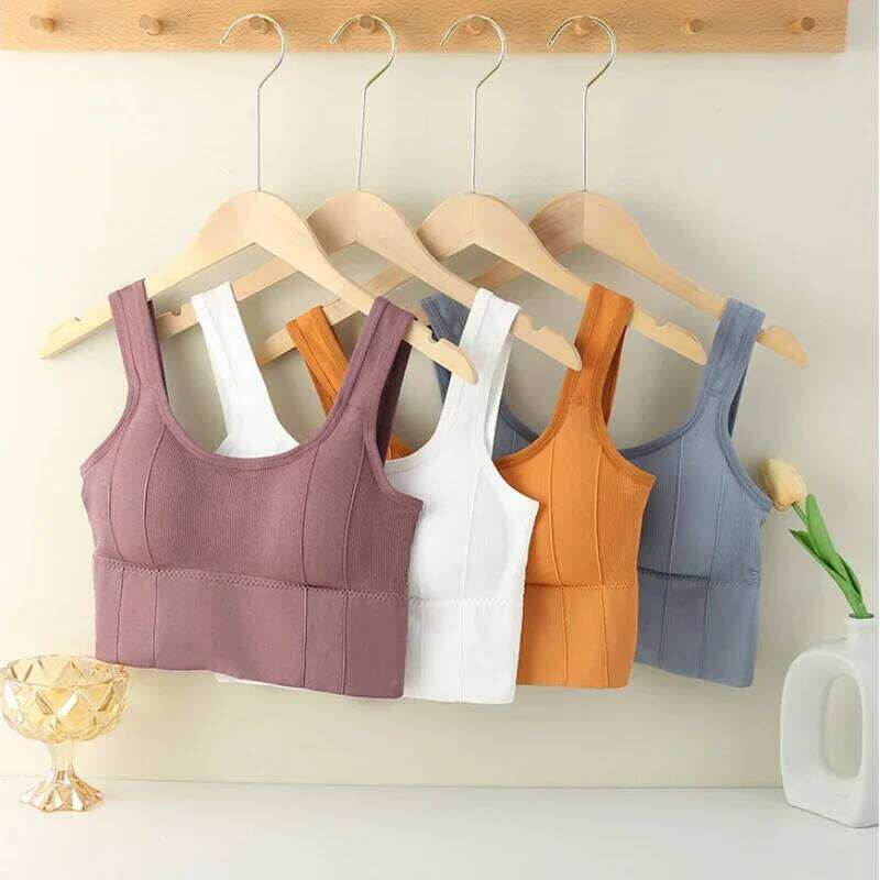 Women's No Steel Ring Gathered Underwear Summer New Breathable Inner and Outer Wear Vest Sports Top Woman Gym Sport Bra 26Y0209