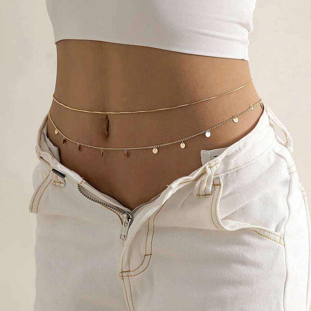 Boho Multilayer Summer Beach Waist Chain Women 2022 New Retro Creative Gold Color Round Sequin Pendant Body Fashion Jewelry X260209