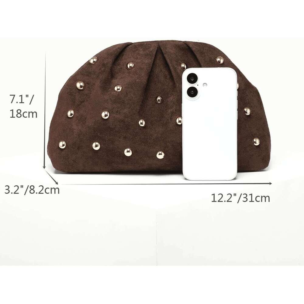 Women S Elegant Studded Clutch Bag Magnet Ruched Bags Retro Vintage Evening Handbag 2026