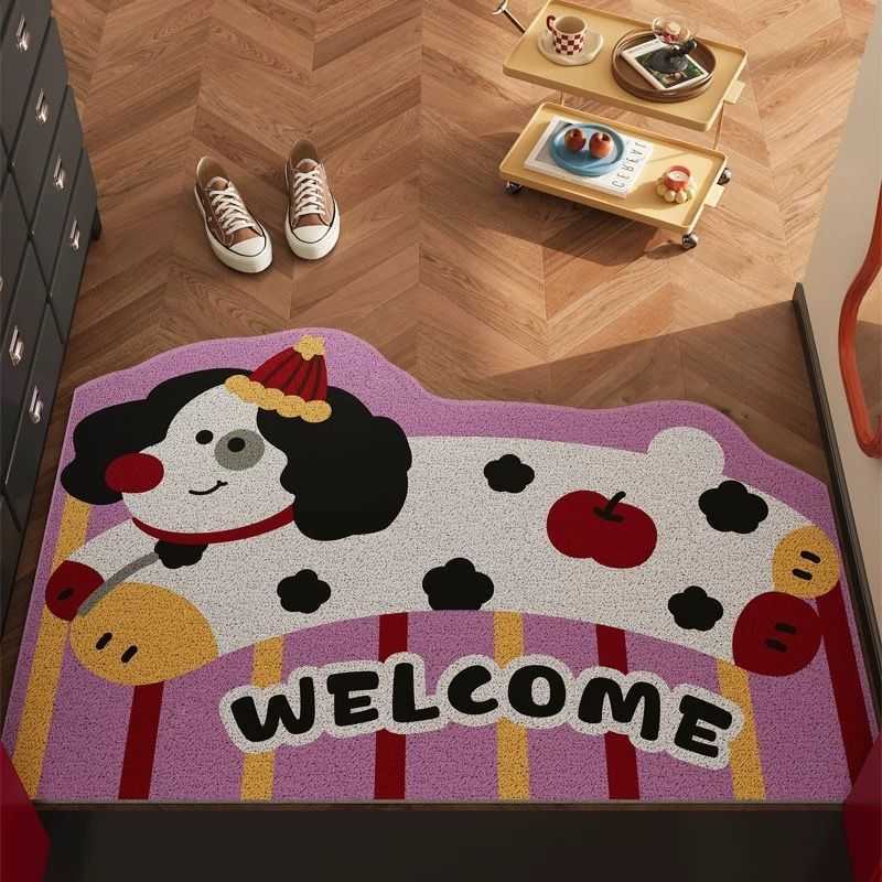 Cartoon Cute Cat Entryway Doormat Entrance Silk Loop Dirt-Resistant Door Mat Household Foot Wiping Dust Removal Customizable Foot Mat S260207