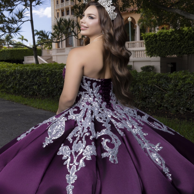 Purple Quinceanera Dresses Ball Gown Off The Shoulder Silvery Applique Lace Beading Crystal Sweet 16 Dress Vestidos 15 De Anos