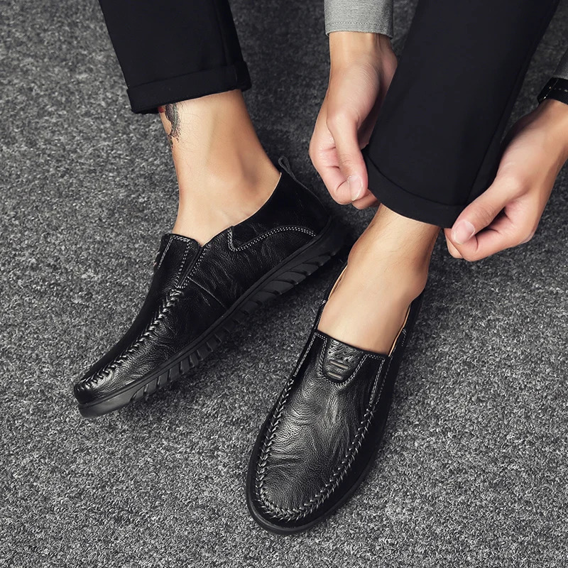 Mens Fashionable Plain Color Slip on Loafers Casual Comfortable Soft Sole Nonslip Shoes Allmatch for Work 260126