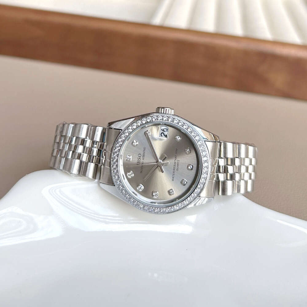 With Box New Steel Dainty Band Watch with Diamonds Large Dial Calendar Design Cool and Elegant Women's Watch Free gift