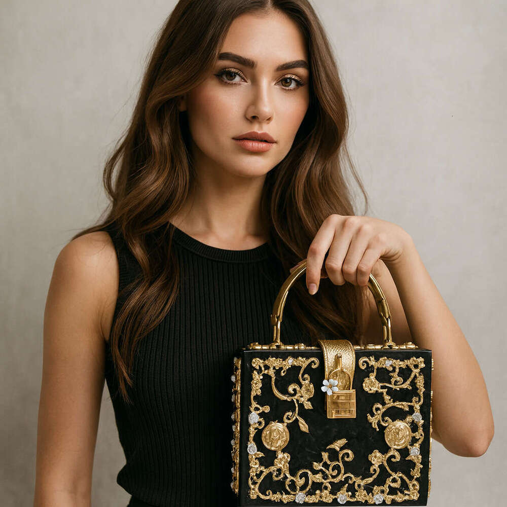 Clutch Bag European And American Acrylic Evening Hollow Metal Carved Diamond-Encrusted Handbag Single Shoulder Crossbody Women's Bag Export