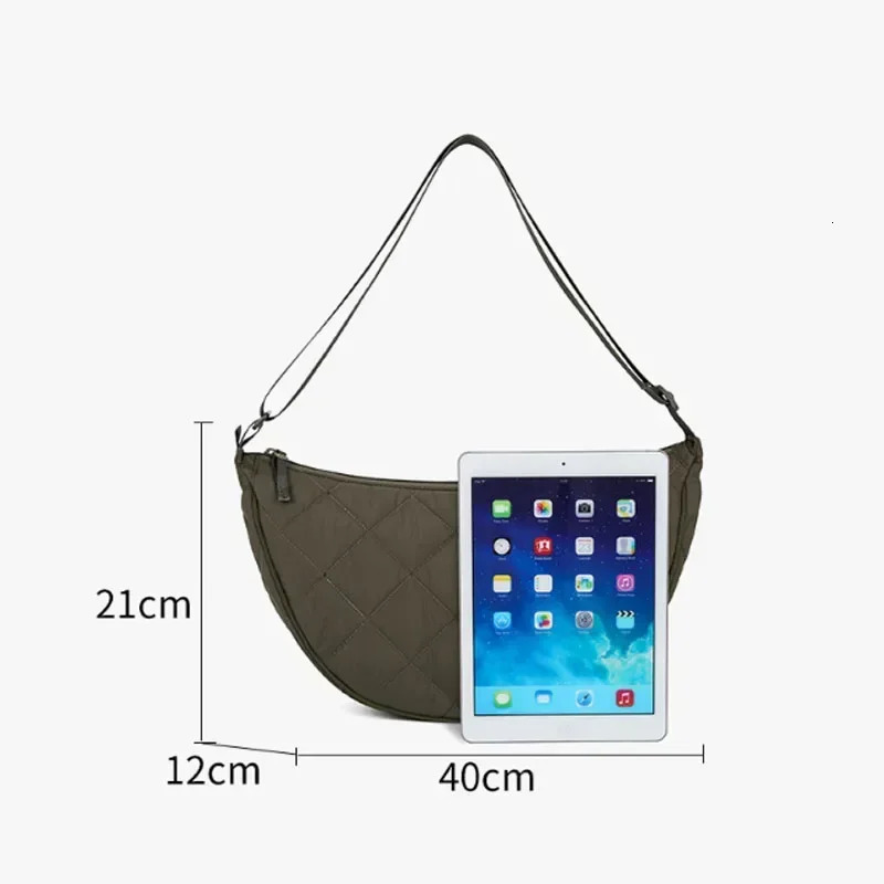 Waist Half Moon Belt Bag Solid Color Crossbody Large Capacity Shoulder Bags Portable Nylon Plaid Travel for Commuting 260208