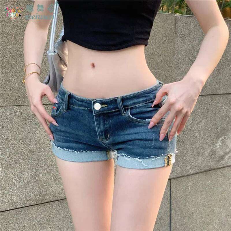 Jeans for Women Low Rise Curled Denim Skinny Summer New Y2k Spicy Girl Casual Streetwear Sexy Nightclub DJ Mini Shorts H260209