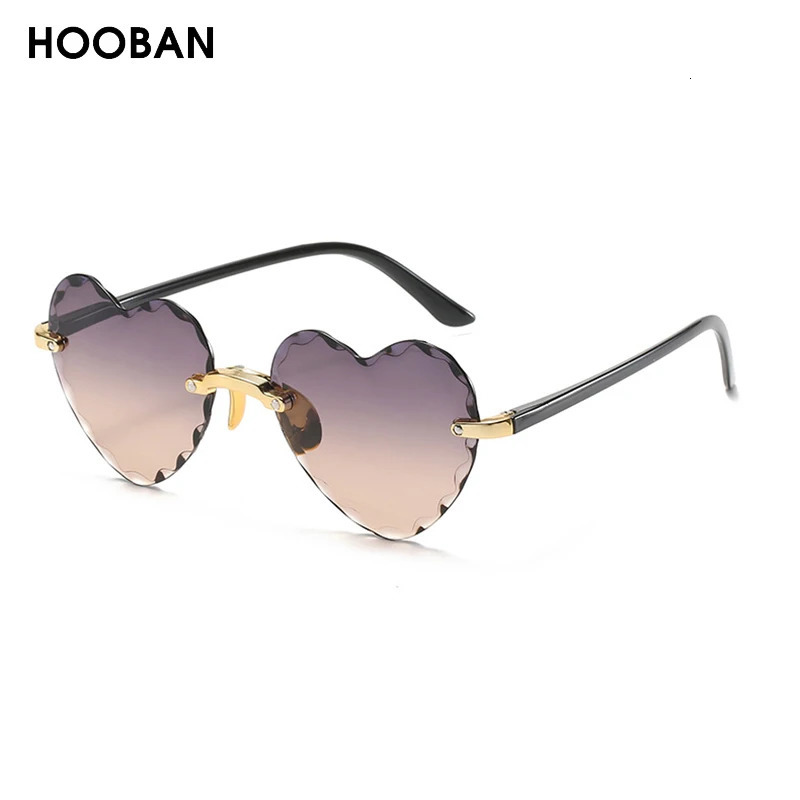 Fashion Heart Shape Women Sunglasses Lovely Rimless Sun Glasses For Female Vintage Pink Ladies Shades 260206