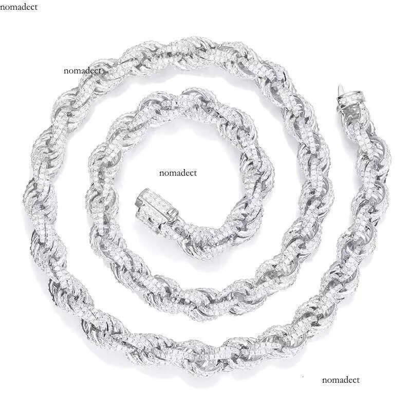 High Quality S Sier 8mm Hip Hop Cuban Necklace Link Iced Out Tennis VVS D Color Moissanite Rope Chain 8e