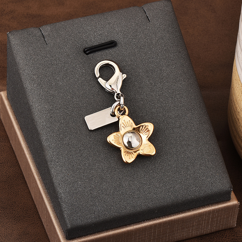 Car Key Pendant High-End Bag Accessories Gold Color Bear Cherry Clover Butterfly Backpack Ornaments