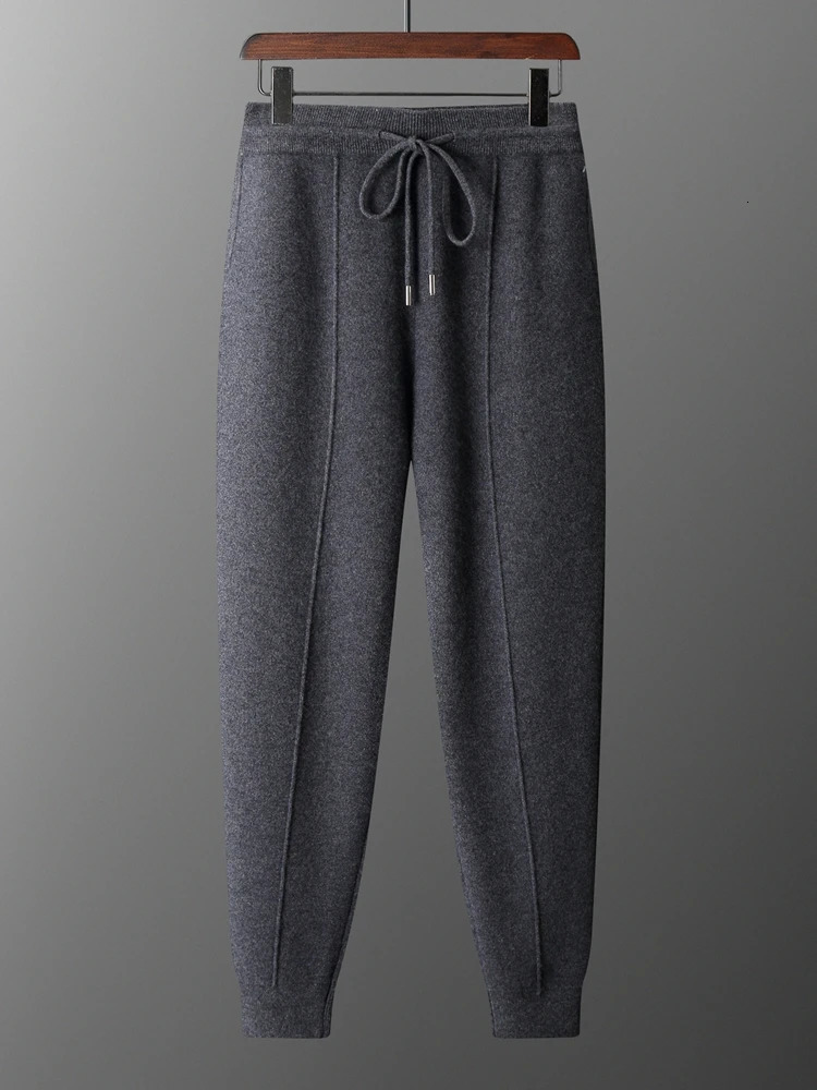 Mens Cashmere Pants Smart Casual Pencil Pants Autumn Winter Thick Soft Warm Trousers 100 Merino Wool Knit Pants Korean Style 260208