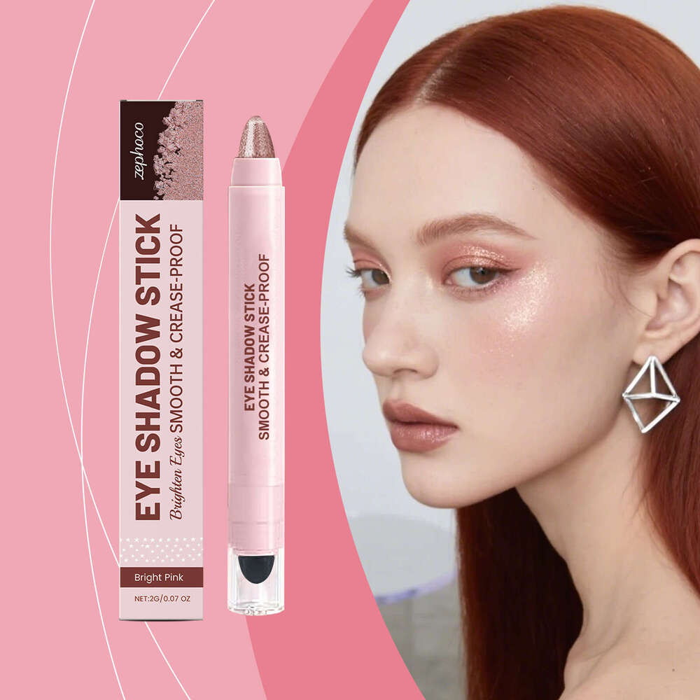 zephoco Shimmering Cream - Bright Pink, Natural Color, Glossy Finish, Easy to Apply, Everyday Eyeshadow Stick