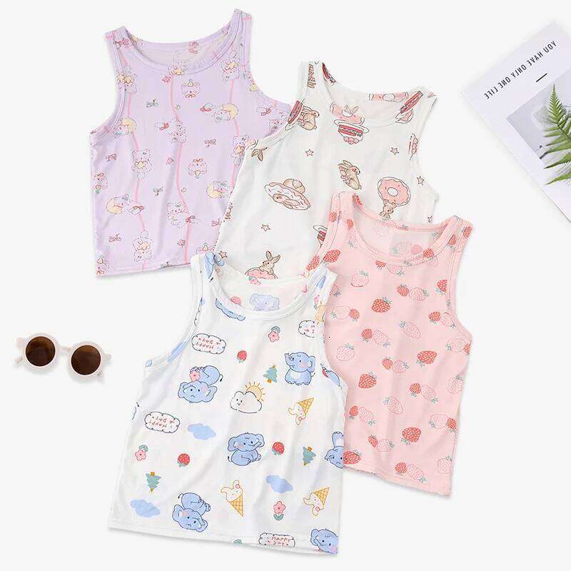 1/3/4 Pcs Children's Four Seasons Thin Solid Color Joker Vest Boy Loose Comfortable Bottoming Shirt girl Sweet And Lovely T 26Y0209