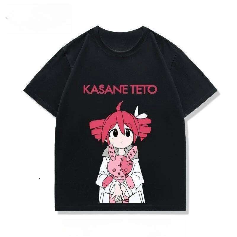 Kasane Teto Short Sleeve T-shirt Summer Cosplay Costume Casual Student Loose Tops Breathable Top X260209