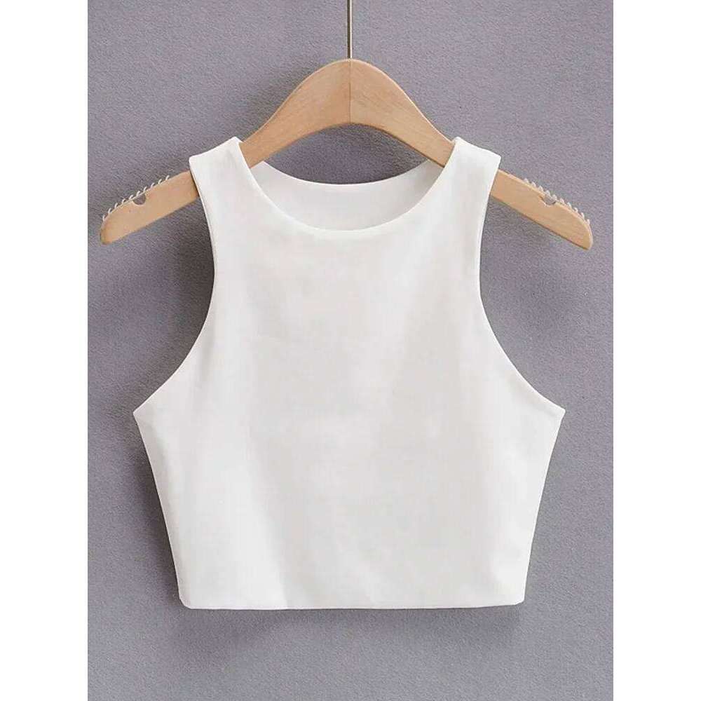 2023 Summer Fashion Women Sexy Slim O-neck Sleeveless Double Nylon Ladies Good Quality Tank Tops 6 Colors 26Y0209