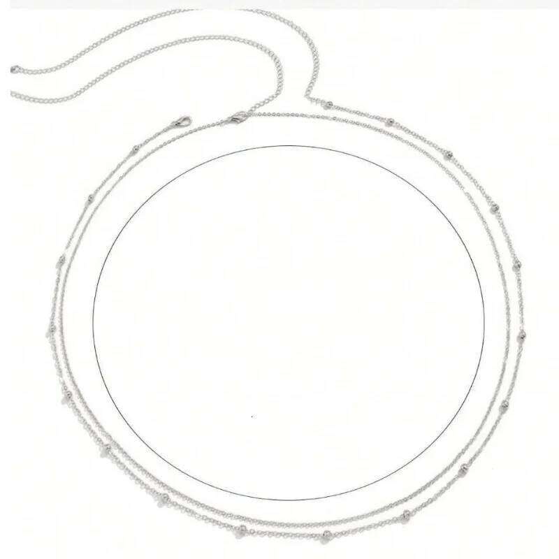 Fashionable and Sexy Round Bead Double Simple Metal Thick Body Chain Women's Belly Waist Decoration X260209