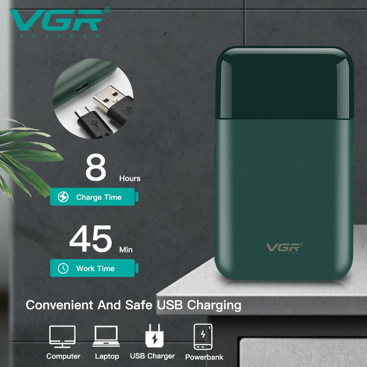 VGR V-390 mini single blade cordless beard trimmer razor rechargeable foil electric face body shaver for men Convenient razor 260126